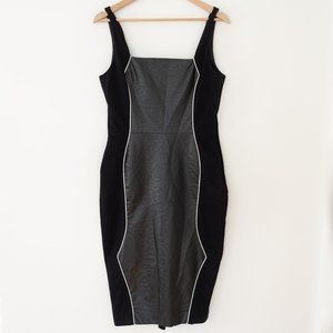 Katharine Kidd Vegan Leather Fitted Knee Length Black Dress